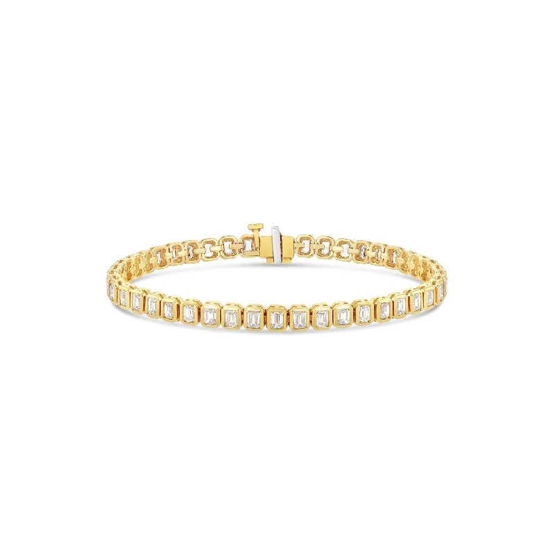 stackable bracelets for women -Emerald Cut Tennis Bracelet - Vertical