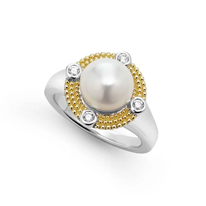 aquamarine engagement rings for women -Luna Pearl Diamond Ring