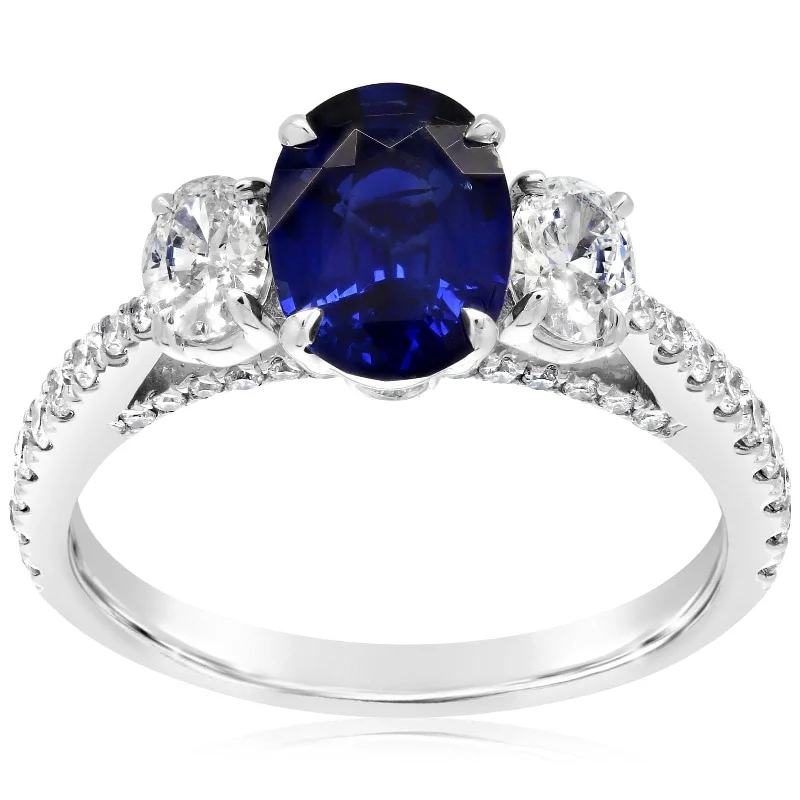 aquamarine engagement rings for women -Oval Sapphire & Diamond Ring