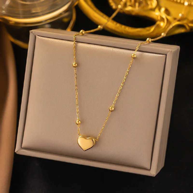 [Xlh205] Heart-Shaped Ball Bead Chain Gold