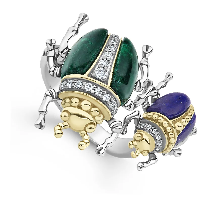 designer engagement rings for women -Rare Wonders Jade Double Beetle Diamond Ring