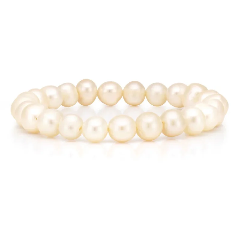 sapphire bracelets for women -Ridge 925 Sterling Silver AAA Freshwater 9mm Pearls Bracelet- 16cm Length