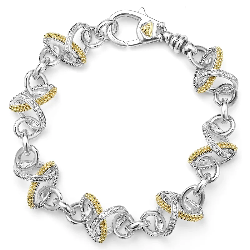 unique designer bracelets for women -Caviar Lux Two-Tone Link Diamond Bracelet