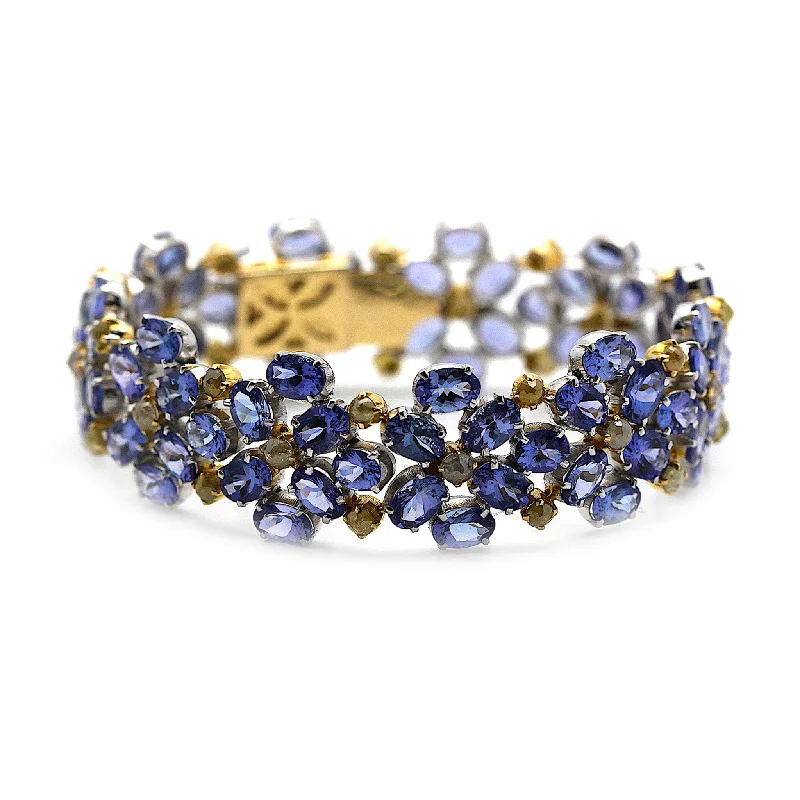 floral bracelets for women -Tanzanite & Diamond Bracelet In 18K Yellow Gold