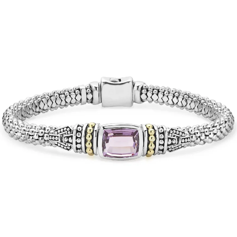 silver bangle bracelets for women -Caviar Color Amethyst Caviar Bracelet | 6mm