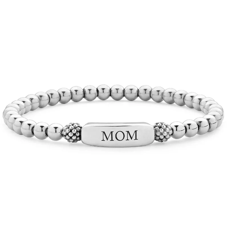 contemporary bracelets for women -Signature Caviar Mom Stretch Bead Bracelet