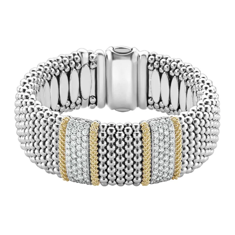 diamond bracelets for women -Caviar Lux Double Station Diamond Caviar Bracelet | 23mm