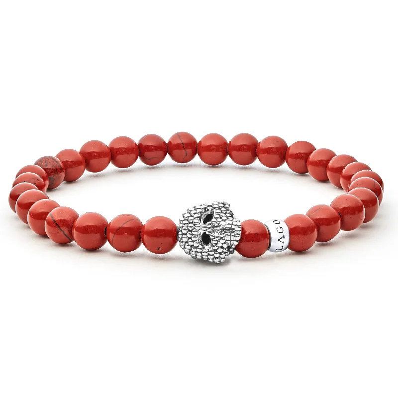 amethyst bracelets for women -Anthem Red Jasper Skull Bracelet