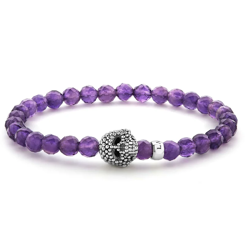 emerald bracelets for women -Anthem Amethyst Skull Bracelet