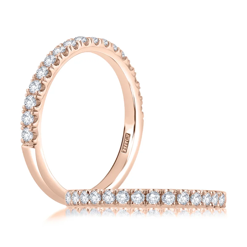 cushion cut engagement rings for women -A. Jaffe Pavé Diamond Wedding Band 14K Rose Gold