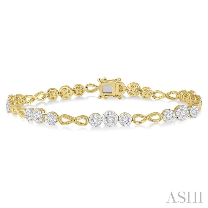 gold-plated bracelets for women -LOVEBRIGHT DIAMOND INFINITY LINK BRACELET