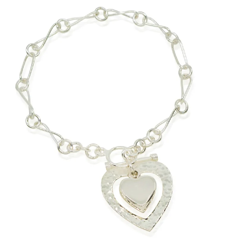 emerald bracelets for women -Silver Heart Bracelet from Taxco, Mexico