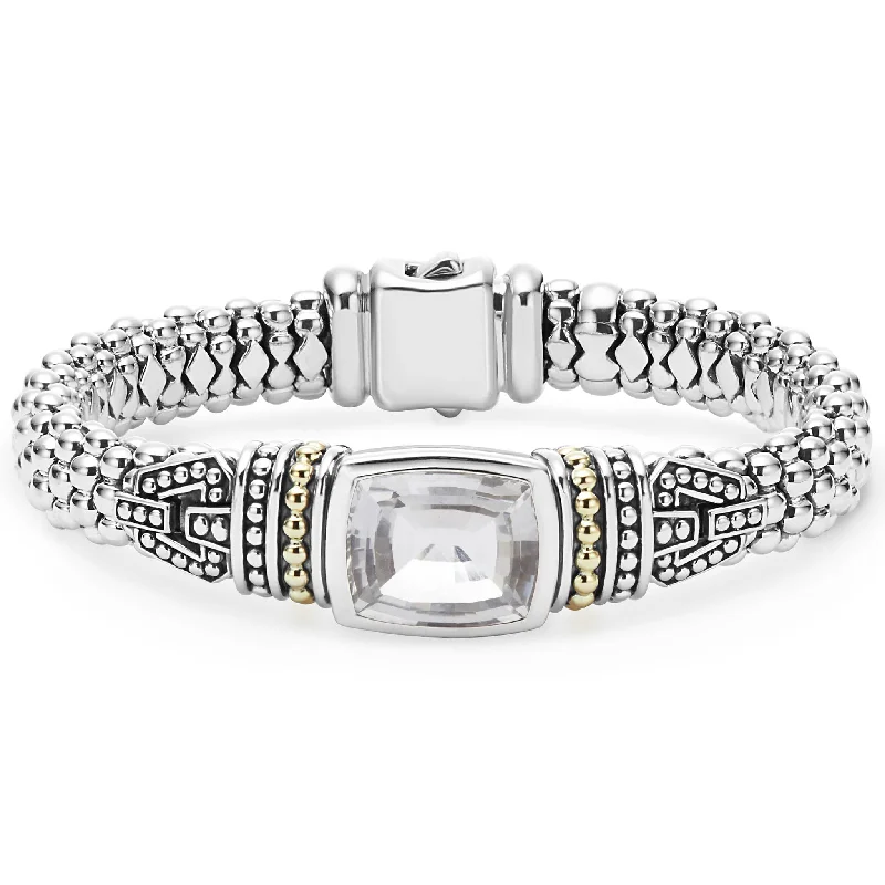 toggle clasp bracelets for women -Caviar Color White Topaz Caviar Bracelet | 9mm