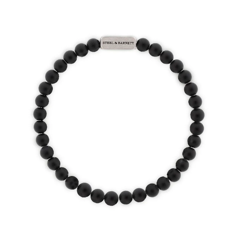 zodiac bracelets for women -"Natural Ned" Bracelet with Matte Onyx Beads by Steel & Barnett