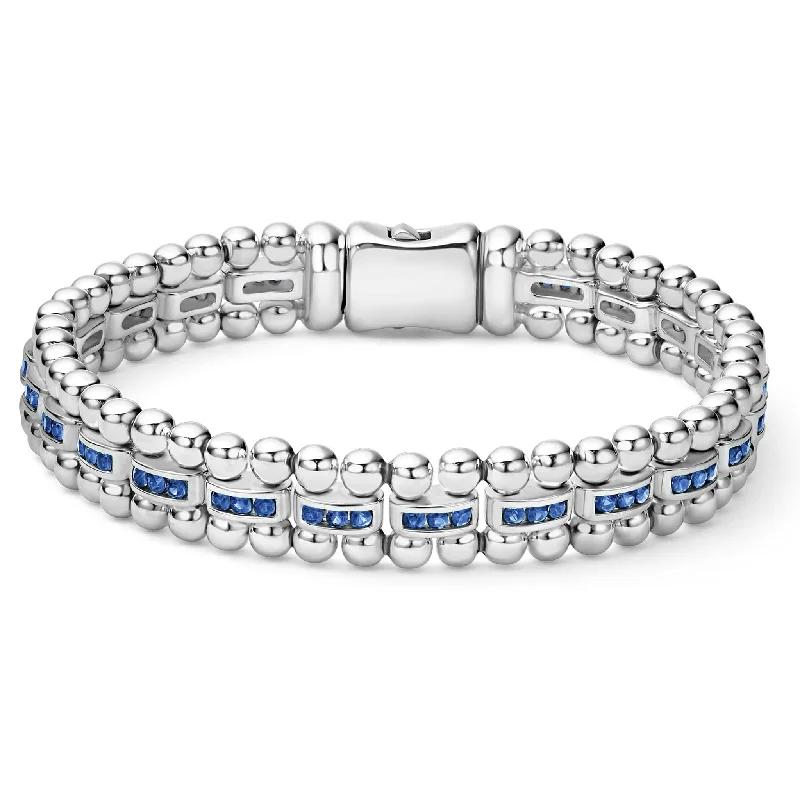 heart bracelets for women -Caviar Spark Blue Sapphire Link Bracelet