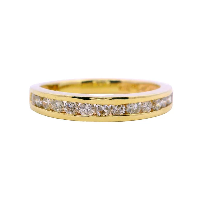 classic engagement rings for women -Estate .Channel Set Diamond Wedding Band in 14K Yellow Gold