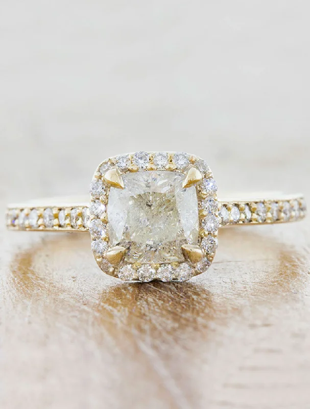 art nouveau engagement rings for women -Cora - Rough Diamond