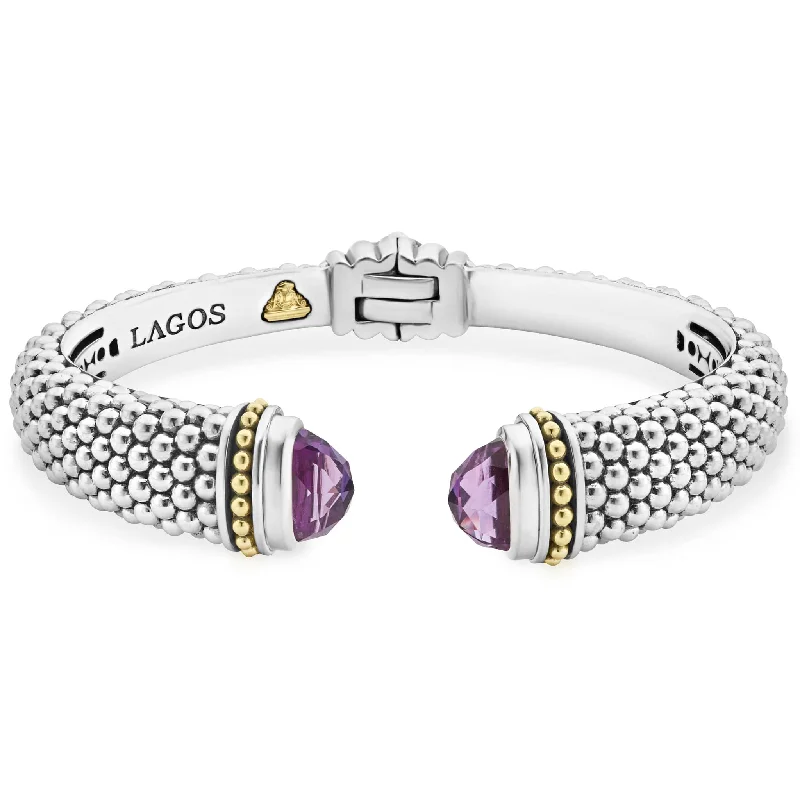 fine jewelry bracelets for women -Caviar Color Amethyst Cuff Bracelet | 12mm