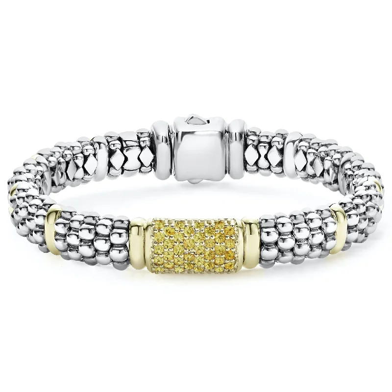 adjustable bracelets for women -Signature Caviar Yellow Sapphire Caviar Bracelet | 9mm