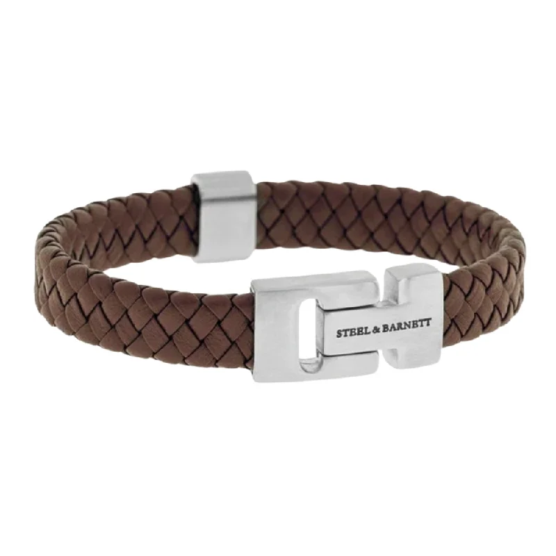 red string bracelets for women -"Harrison" Brown Braided Leather Bracelet by Steel & Barnett