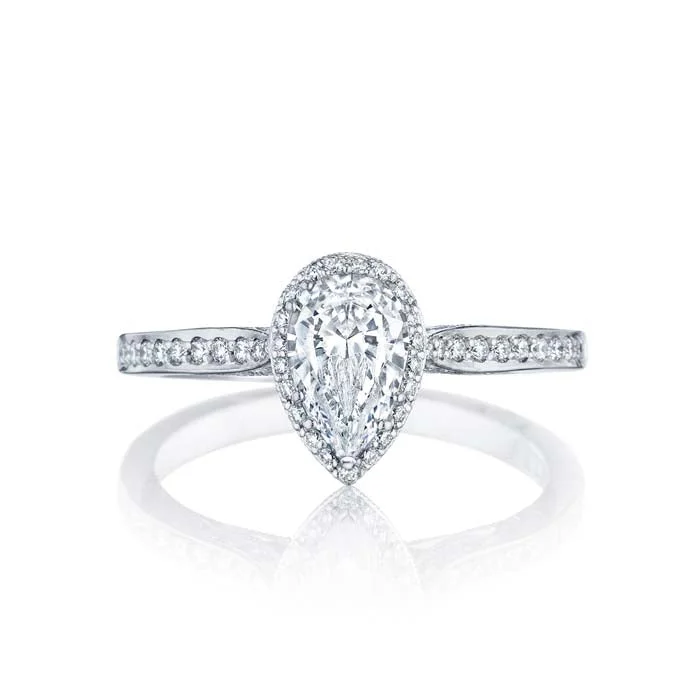 royal engagement rings for women -Tacori Dantela Engagement Ring Semi Mount in 18K White Gold with Diamonds