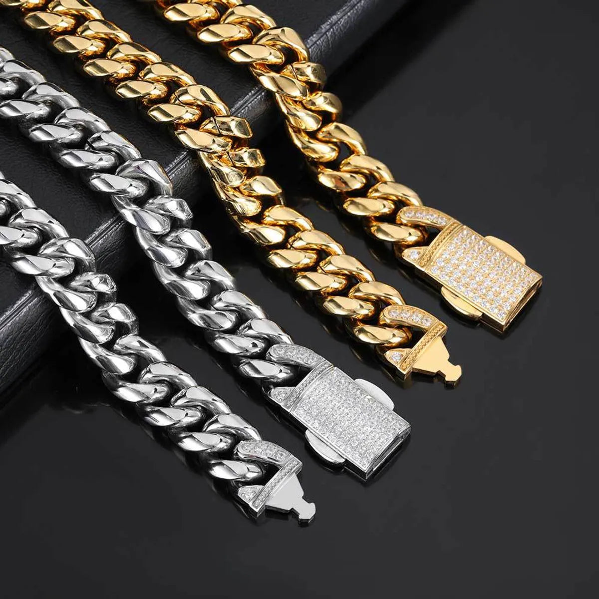 two-tone bracelets for women -1 Piece Hip-hop Solid Color Stainless Steel Bracelets Necklace