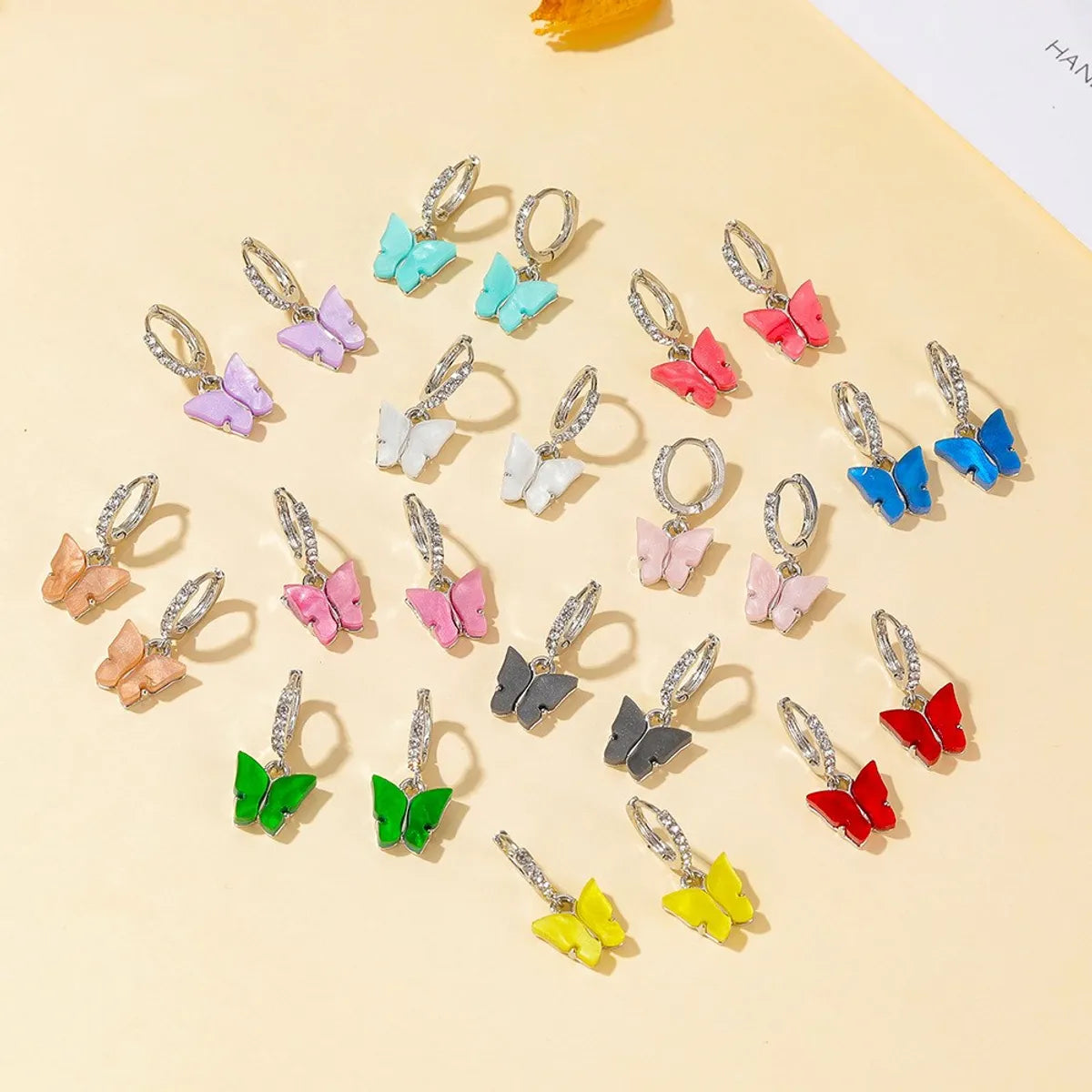 emerald engagement rings for women -Korean Best Selling Sweet Color Diamond Colorful Acrylic Butterfly Earrings Wholesale