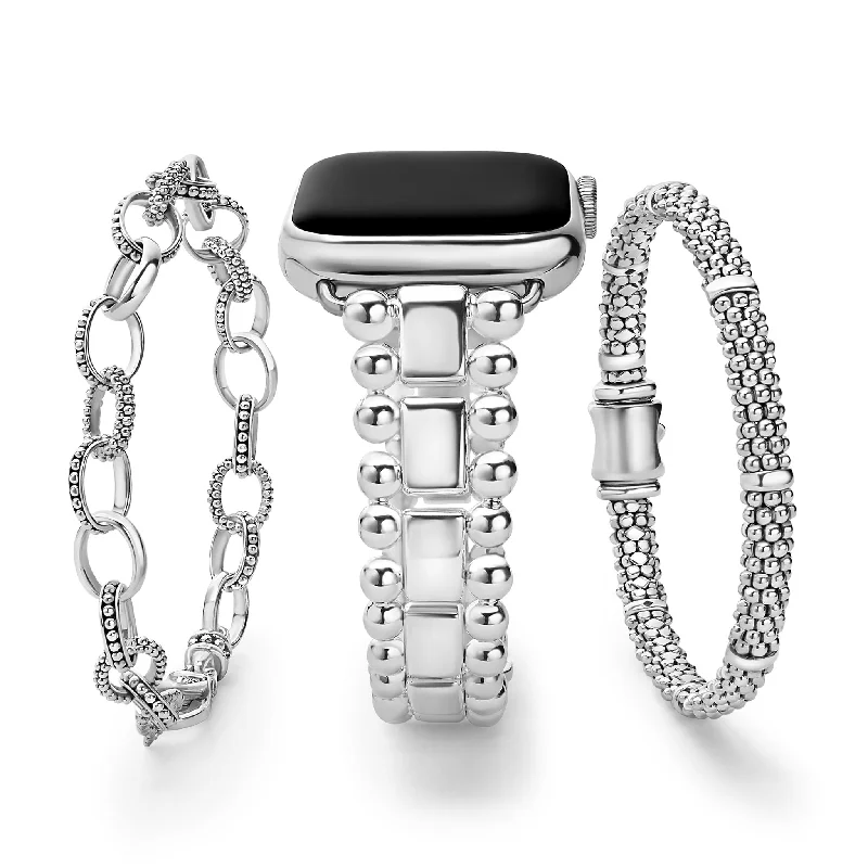 sterling silver bracelets for women -Smart Caviar Sterling Silver Bracelet Gift Set