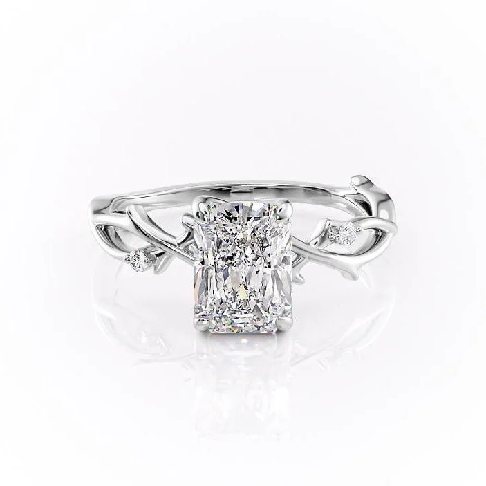 emerald cut engagement rings for women -Radiant Cut Moissanite Engagement Ring, Twig Design