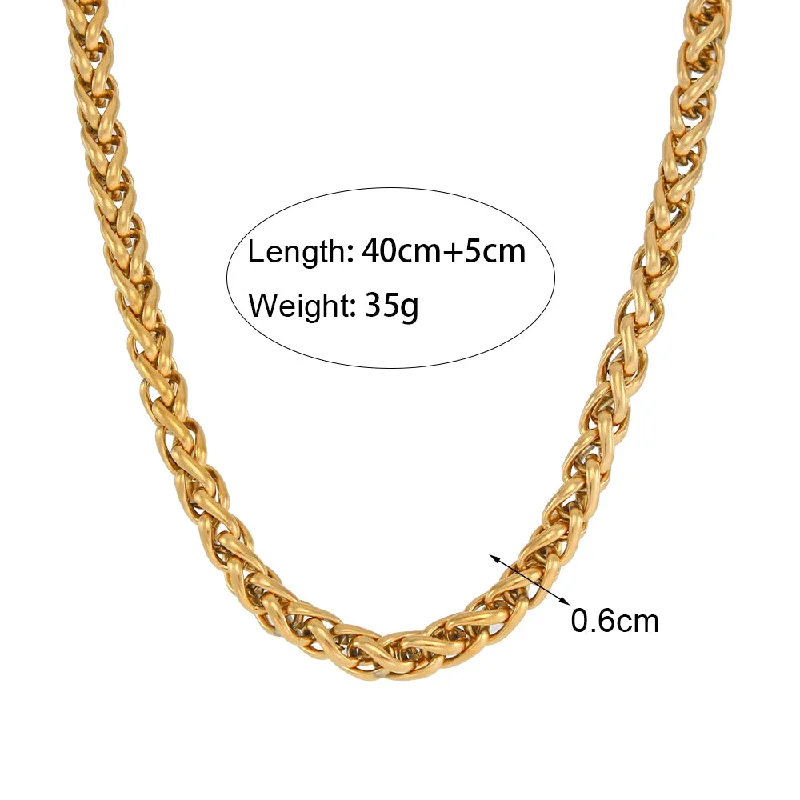 6mm Basket Chain Necklace 40cm 5cm-Gold