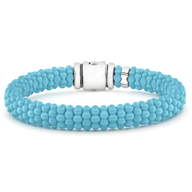 layered bangle sets for women -Blue Caviar Blue Ceramic Beaded Bracelet | 9mm