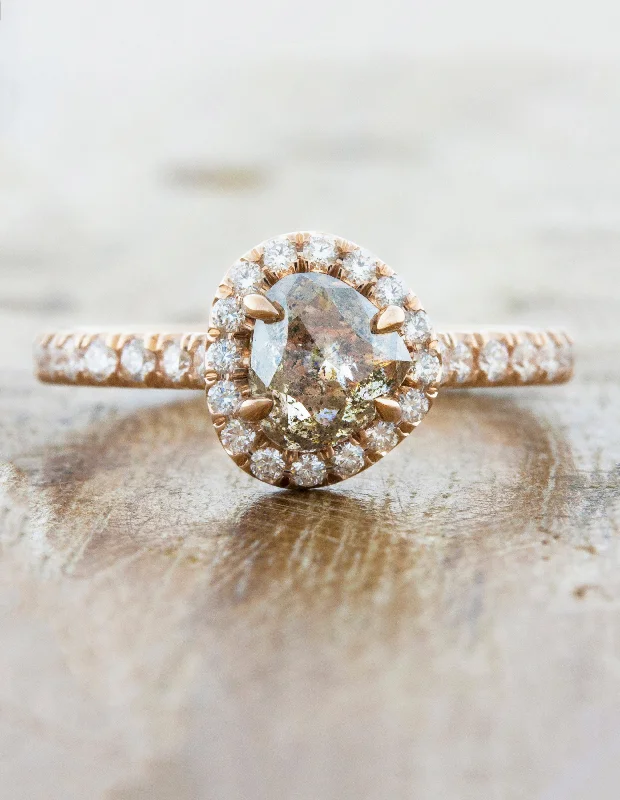 dainty engagement rings for women -Audrix  - Rustic Cognac Diamond