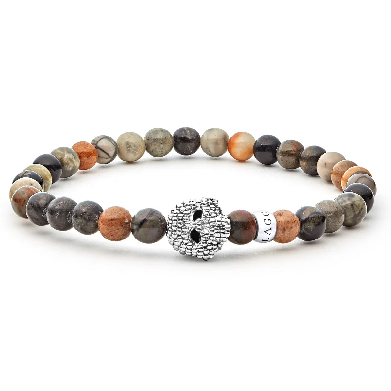 open-ended bangles for women -Anthem Picasso Jasper Skull Bracelet