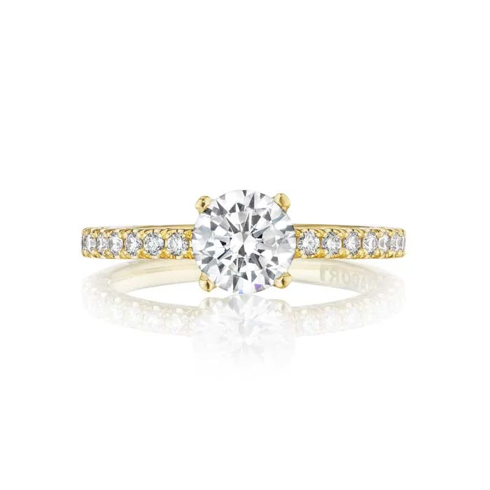 rose cut engagement rings for women -Tacori Petite Crescent Gold Collection Engagement Ring Semi Mount 18K Yellow Gold with Diamonds