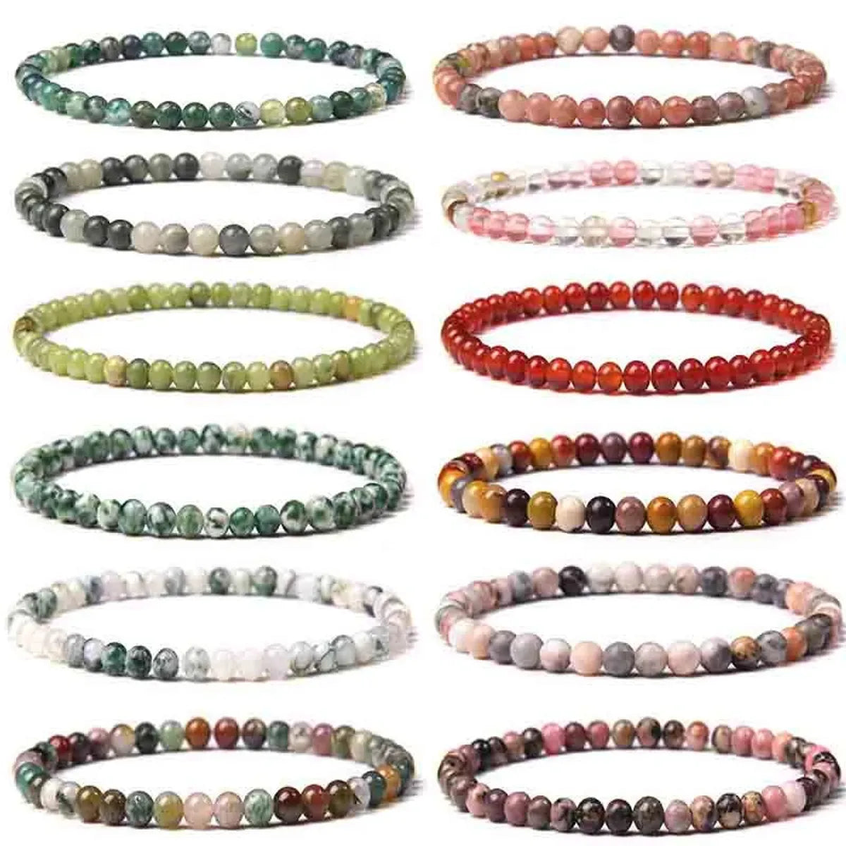 dainty bracelets for women -Fashion Round Natural Stone Beaded Bracelets