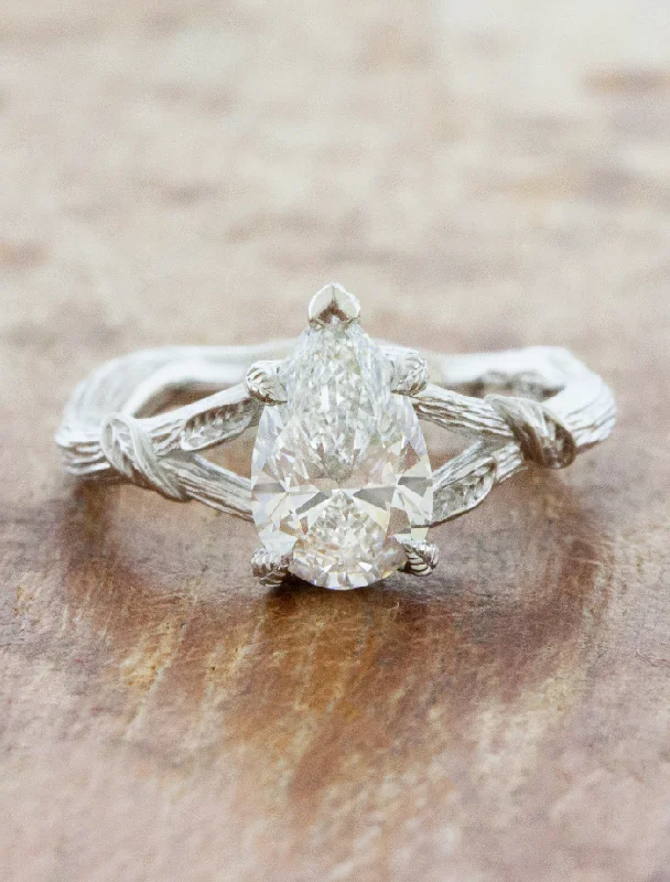 vintage inspired engagement rings for women -Adelia - 1.21ct Pear Lab Grown Diamond