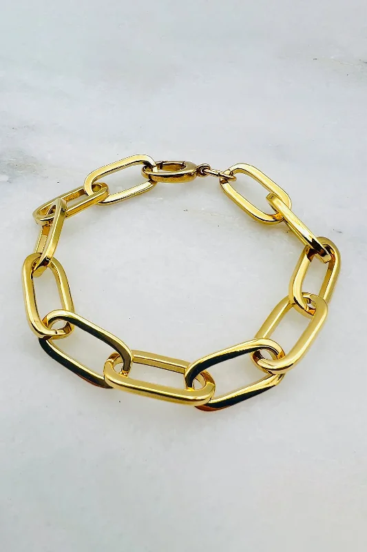 evil eye bracelets for women -Rita Large Gold Oval Chain Bracelet