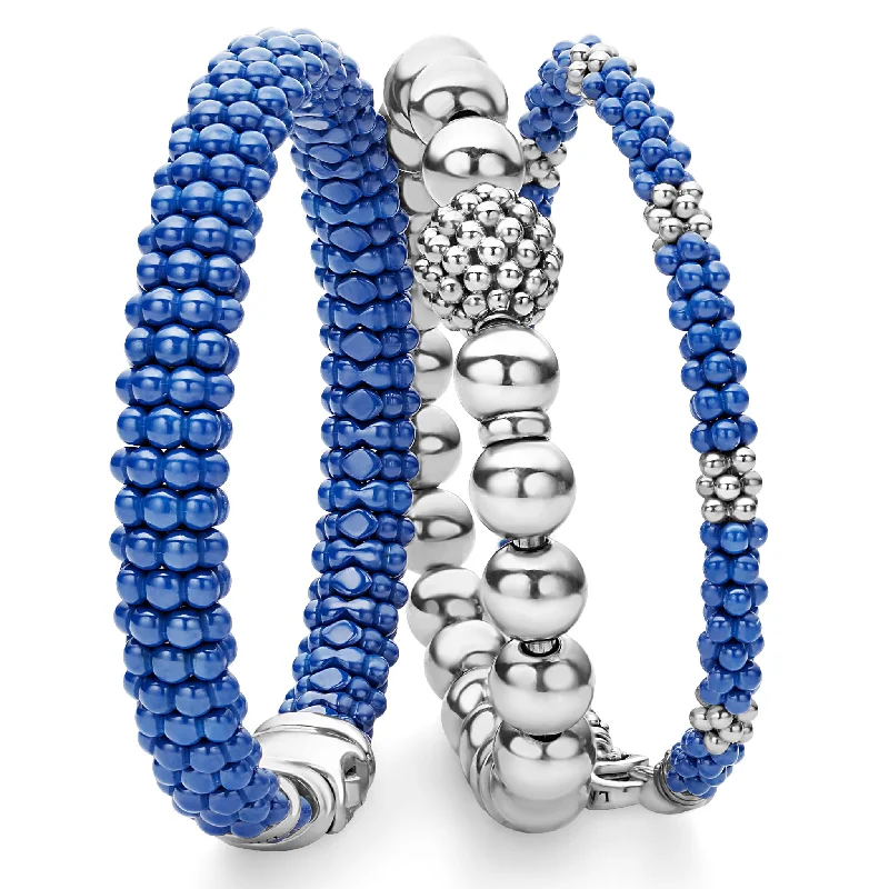 chain link bracelets for women -Blue Caviar Ultramarine Ceramic Caviar Bracelet Gift Set