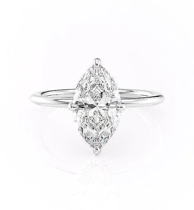 heirloom engagement rings for women -Marquise Cut Moissanite Engagement Ring With Hidden Halo