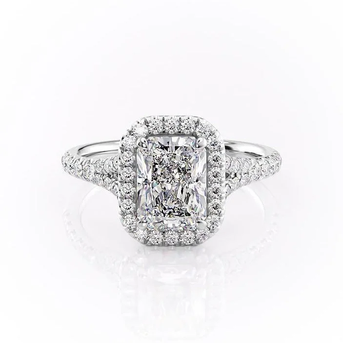 royal engagement rings for women -Radiant Cut Moissanite Engagement Ring, Split Shank