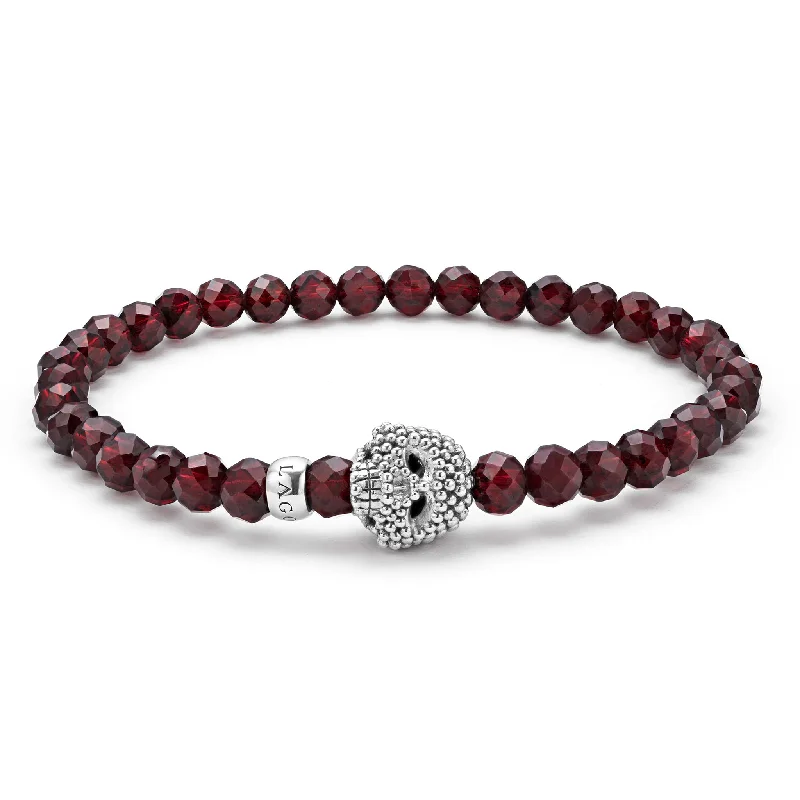 coral bracelets for women -Anthem Red Garnet Skull Bracelet