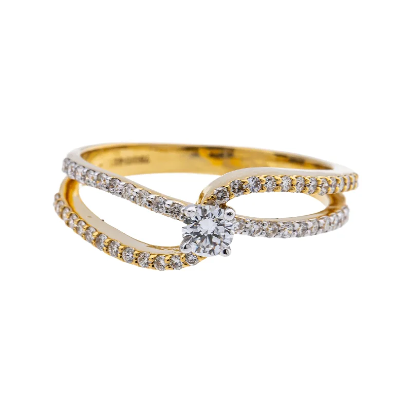 split shank engagement rings for women -18K Yellow Gold & 0.41 Carat Diamond Ring in Size 6 (3.06gm)