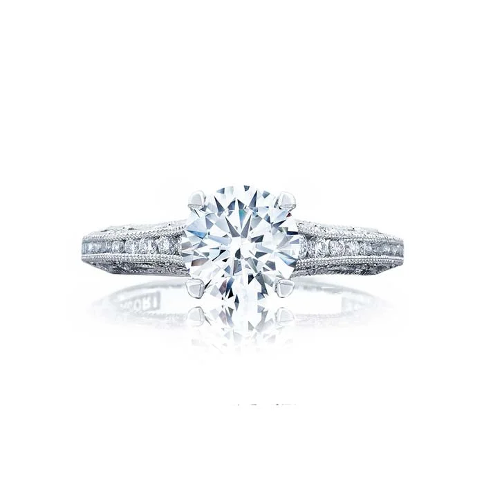 18k gold engagement rings for women -Tacori Reverse Crescent Engagement Ring Semi Mount in 18K White Gold with Diamonds