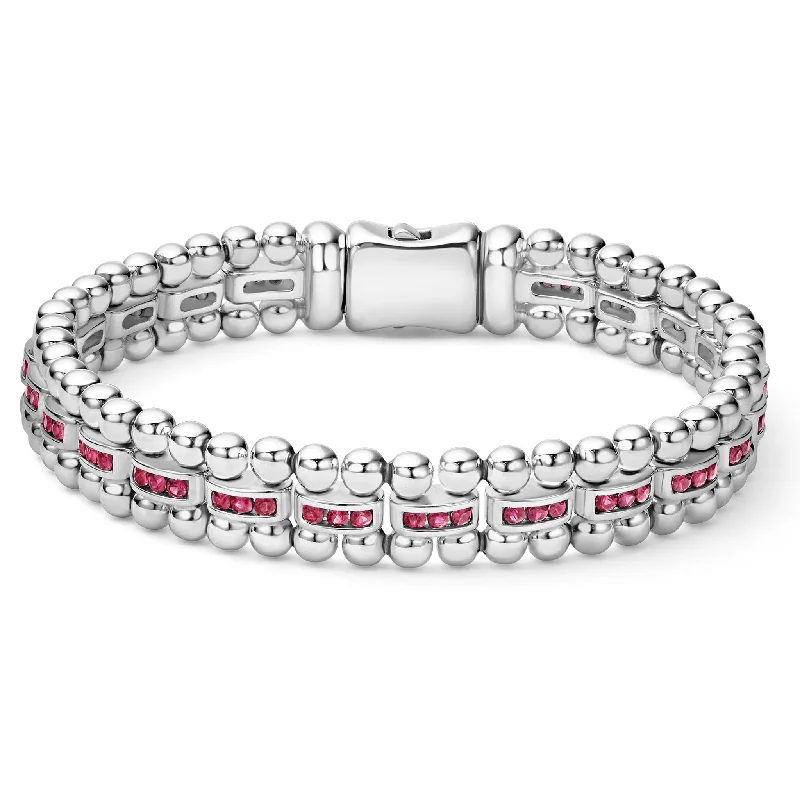 toggle clasp bracelets for women -Caviar Spark Ruby Link Bracelet