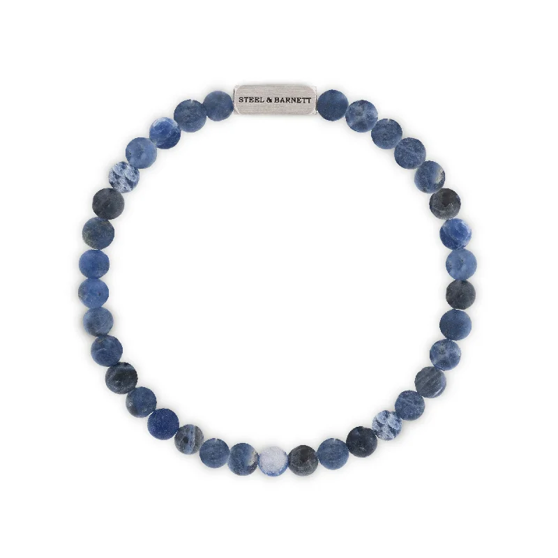 birthstone bracelets for women -"Natural Ned" Bracelet with Matte Sodalite Beads by Steel & Barnett