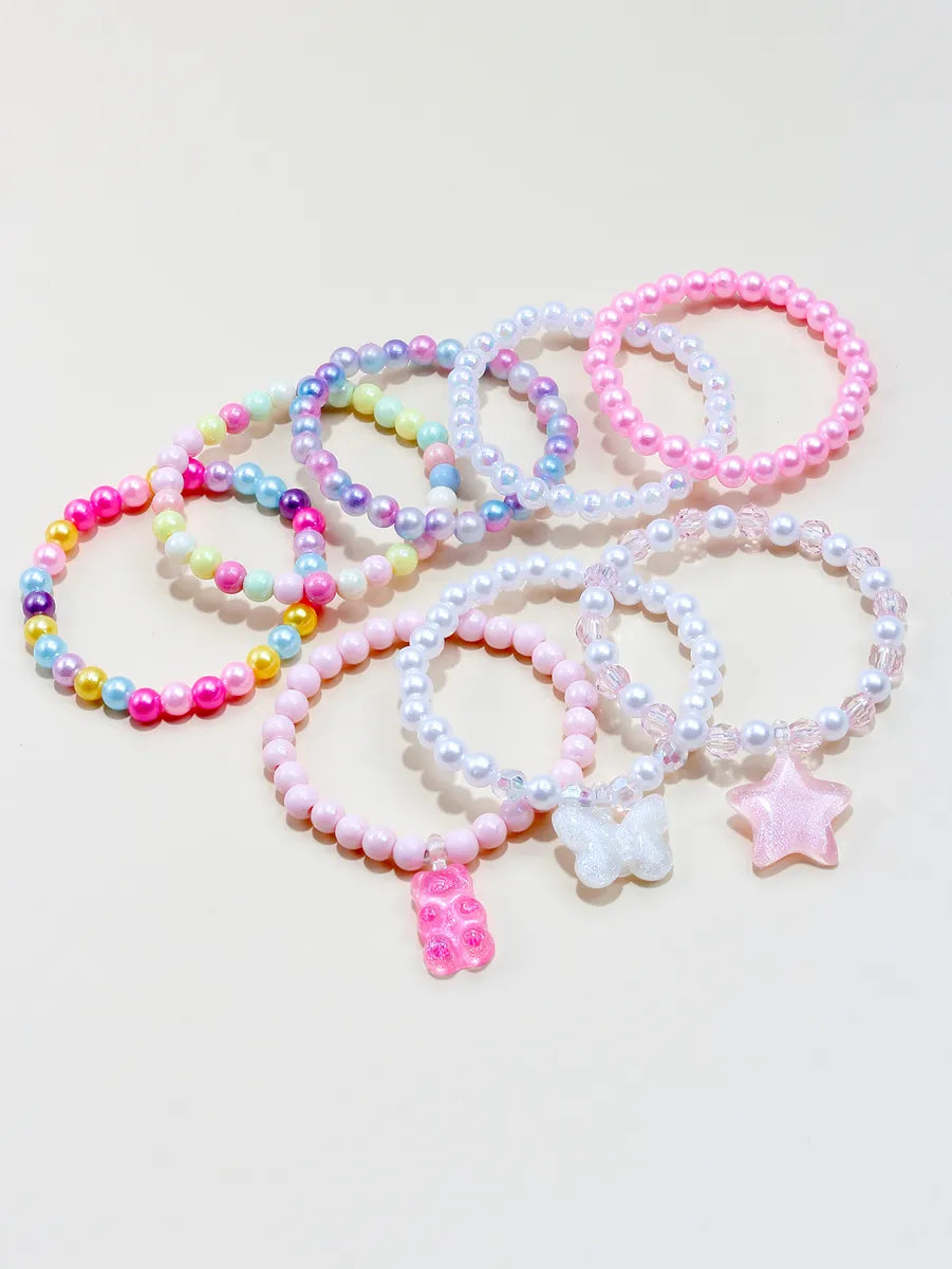 unique designer bracelets for women -Casual Princess Cute Pentagram Heart Shape Butterfly Arylic Resin Beaded Girl'S Bracelets