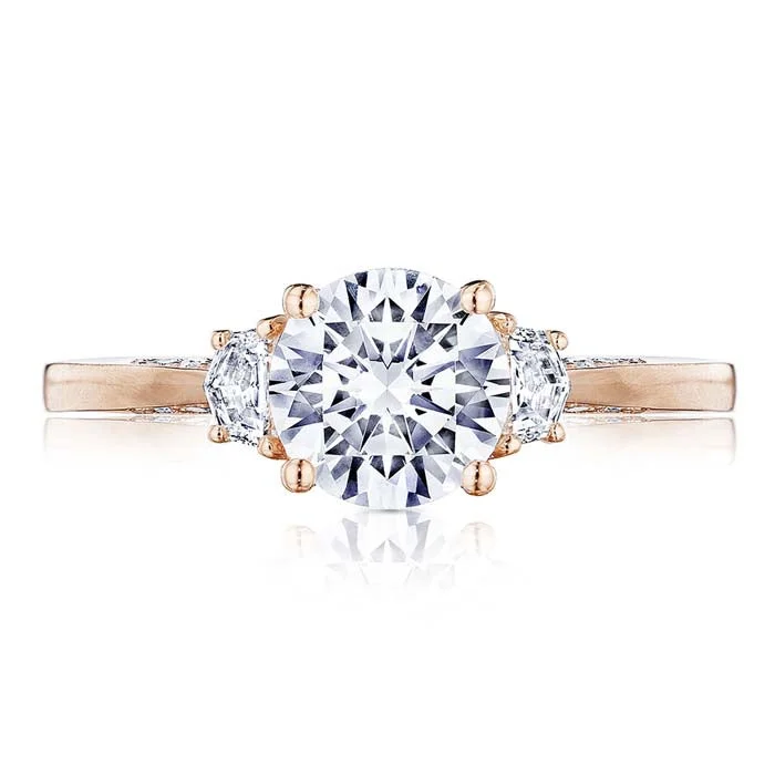 handcrafted engagement rings for women -Tacori .28TW Simply Tacori 3-Stone Cadillac Engagement Ring in 18K Rose Gold