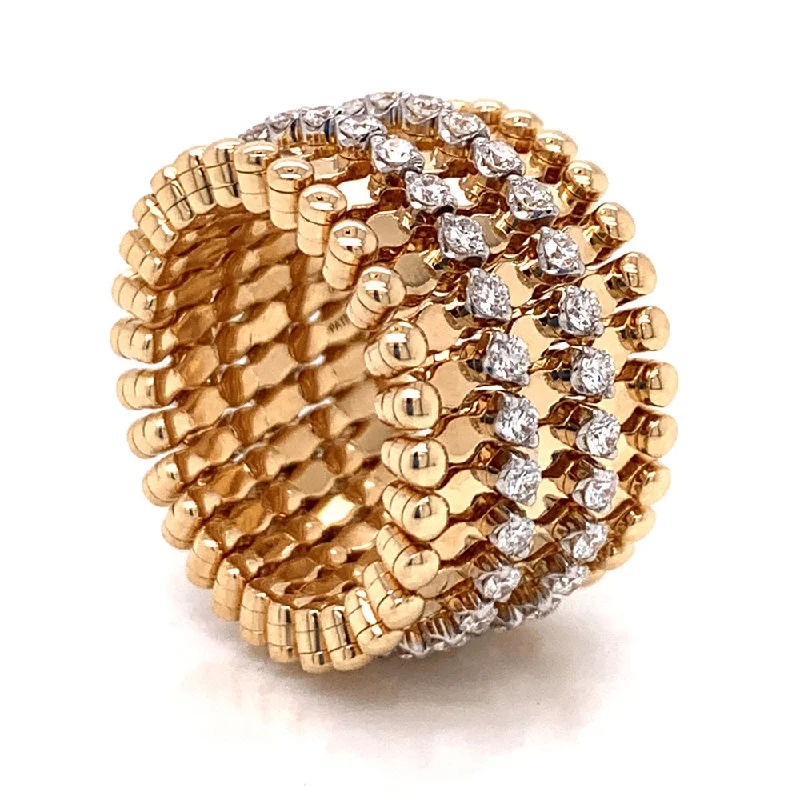 contemporary bracelets for women -18K Yellow Gold & Diamond Expandable Brevetto Ring-to-Bracelet