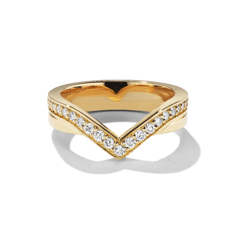 symbolic engagement rings for women -V-shaped Cigar Wedding Band