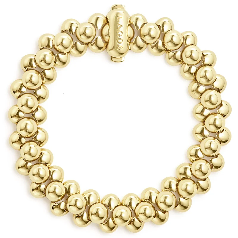 filigree bracelets for women -Caviar Gold 18K Gold Bead Bracelet